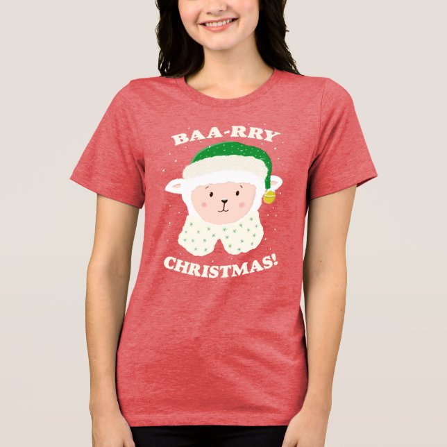 Camiseta Triblenda Festive Sheep Says Baa-rry Christmas! (Anverso)