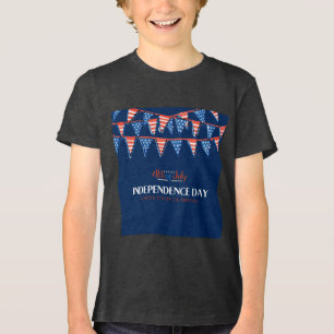 Camiseta Triblenda Festividad azul blanco rojo 4 de julio Bunting