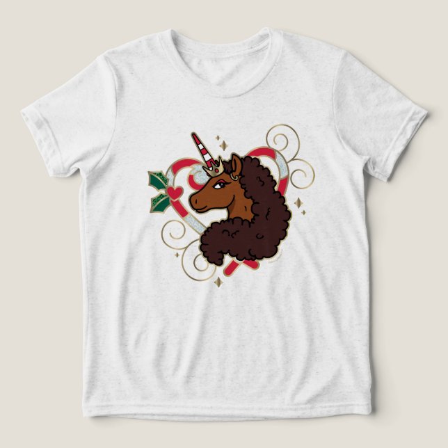 Camiseta Triblenda Festividad cardíaca de caramelo de caramelo Afro U (Diseño delantero )