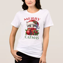 Camiseta Triblenda Festividad de gato de Mascota de Navidades de navi