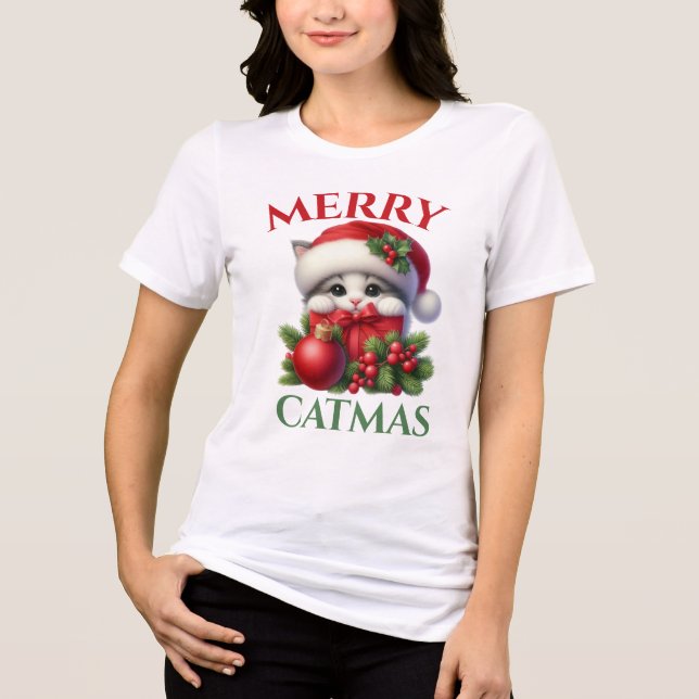Camiseta Triblenda Festividad de gato de Mascota de Navidades de navi (Anverso)