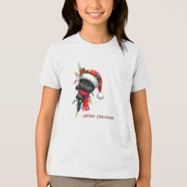 Camiseta Triblenda Festividad de gato negro para navidades