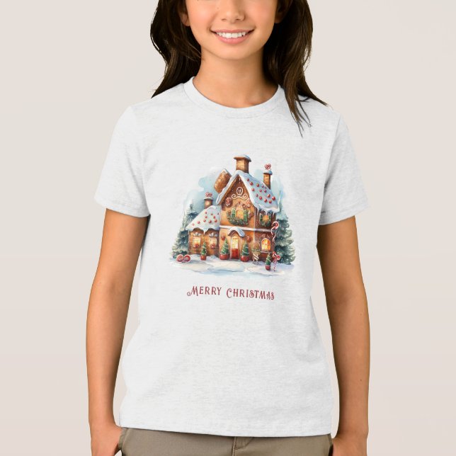 Camiseta Triblenda Festividad de los Navidades de Gingerbread House (Anverso)