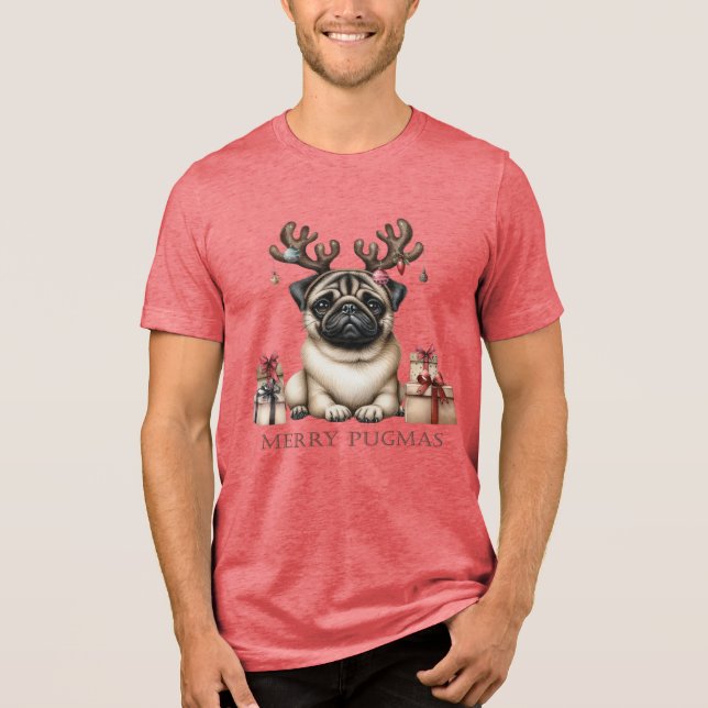 Camiseta Triblenda Festividad de perro de pugma merry Navidades Masco (Anverso)