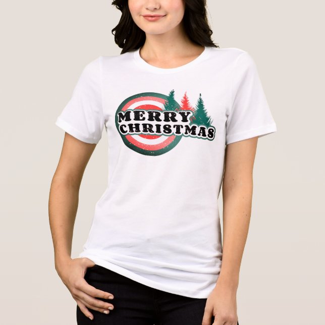 Camiseta Triblenda Festividades de invierno de árboles de navidad ret (Anverso)