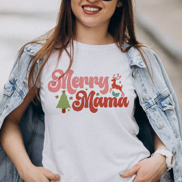Camiseta Triblenda Festividades de los Navidades Merry Mama Retro Gro