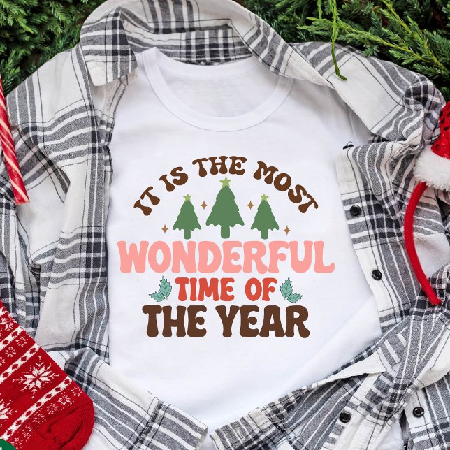 Camiseta Triblenda Festividades de los Navidades Retro Groovy (Wonderful Time Retro Groovy Christmas Holidays T-Shirt)