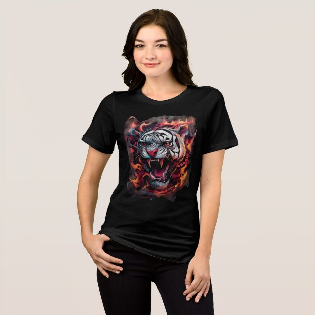 Camiseta Triblenda Fierce Flaming Tiger Art Print (Anverso Completo)