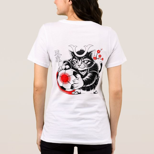 Camiseta Triblenda Fierce Samurai Cat Soccer Japanese Warrior Sports (Reverso )