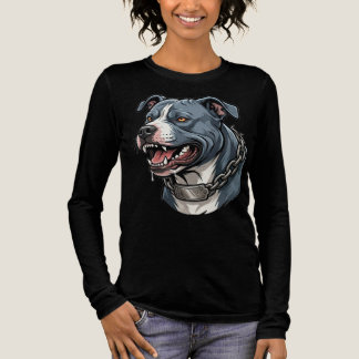 Camiseta Triblenda Fiero Pit Bull Gris Azul con Collar de Cadena con 