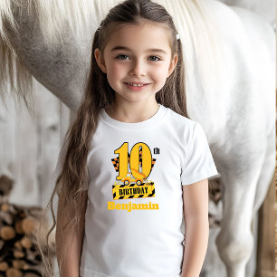 Camiseta Triblenda Fiesta de cumpleaños número 10 con tema de constru