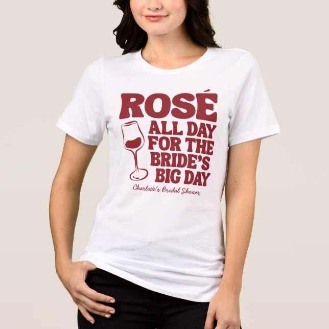 Camiseta Triblenda Fiesta de Despedida de Soltera Burgundy Rosa Todo  (Anverso)