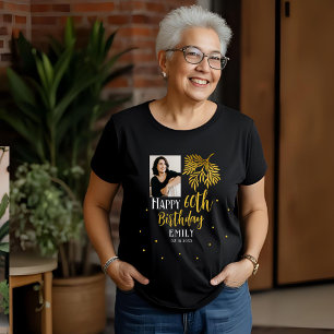 Camiseta Triblenda Fiesta de Fotos con Foliaje Dorado para Cumpleaños