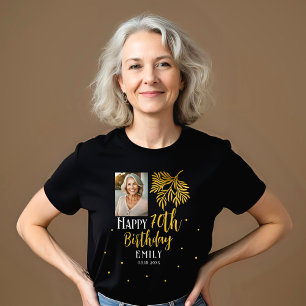 Camiseta Triblenda Fiesta de Fotos con Foliaje Dorado para Cumpleaños
