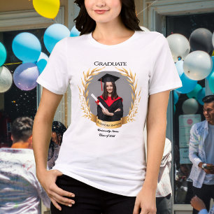 Camiseta Triblenda Fiesta de Graduación con Foto Elegante Laureles de
