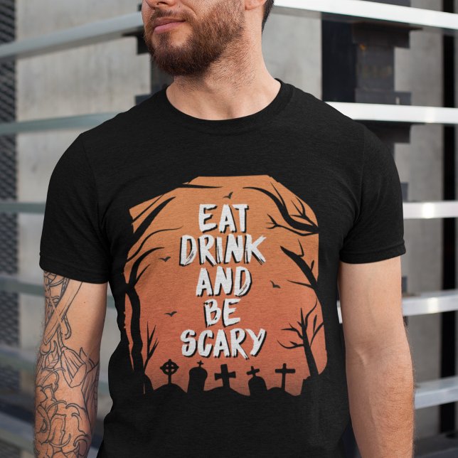 Camiseta Triblenda Fiesta de Halloween: Comer, beber y tener miedo (Subido por el creador)