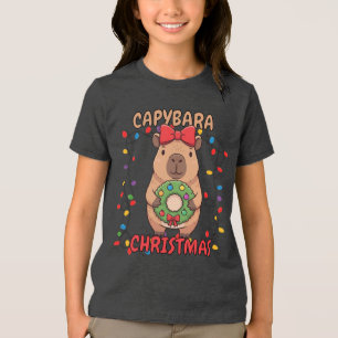 Camiseta Triblenda Fiesta de Luces de Navidad de Capybara Coqueta