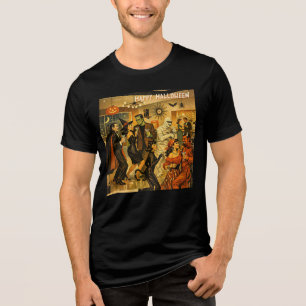 Camiseta Triblenda Fiesta de Martini de Halloween Retro de la Mitad d