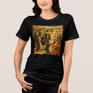 Camiseta Triblenda Fiesta de Martini de Halloween Retro de la Mitad d