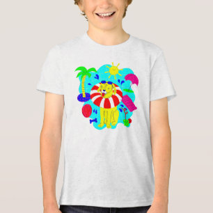 Camiseta Triblenda fiesta de piscina de perro palmera verano lindo