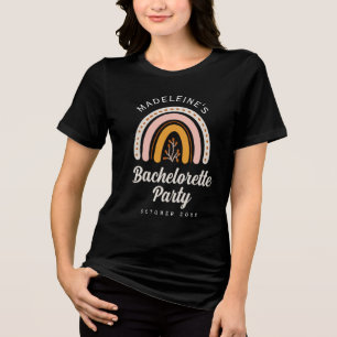 Camiseta Triblenda Fiesta de soltera arcoíris boho negra 