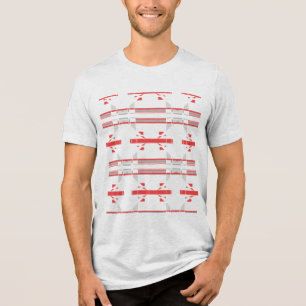 Camiseta Triblenda Filas horizontales grises rojas de aspecto suroest