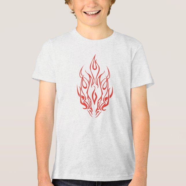 Camiseta Triblenda Flame Spirit Face | Tribal Fire Silhouette Art (Anverso)