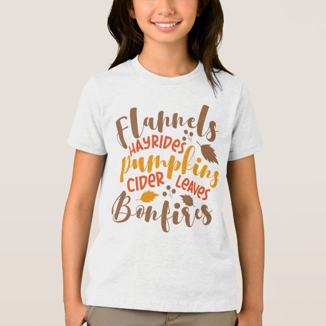 Camiseta Triblenda Flandes Hay Rides Pumpkins Cider Sale Fuegos (Anverso)