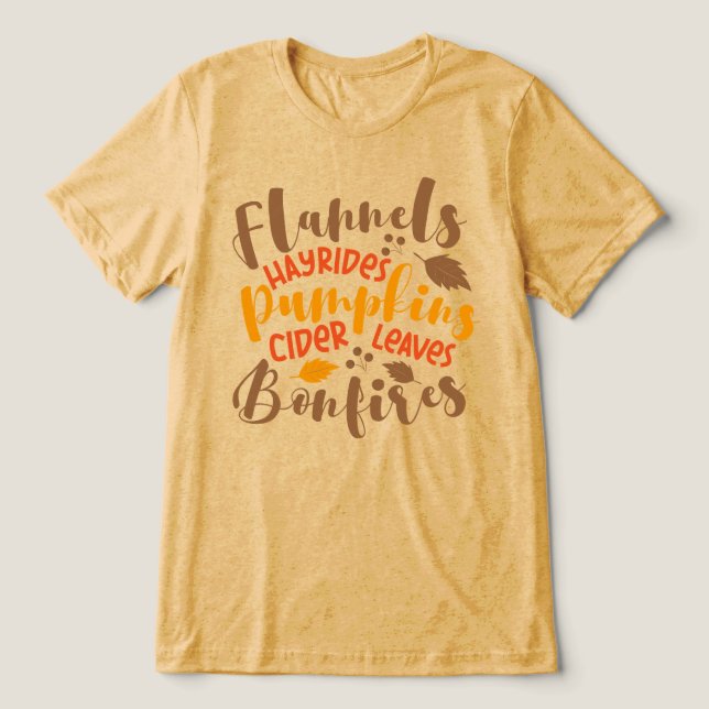 Camiseta Triblenda Flandes Hay Rides Pumpkins Cider Sale Fuegos (Diseño delantero )