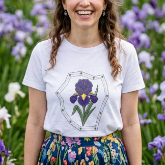 Camiseta Triblenda Flor Botánica de Iris Púrpura