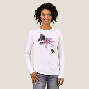 Camiseta Triblenda Flor de clematis y mariposa de cerda negra