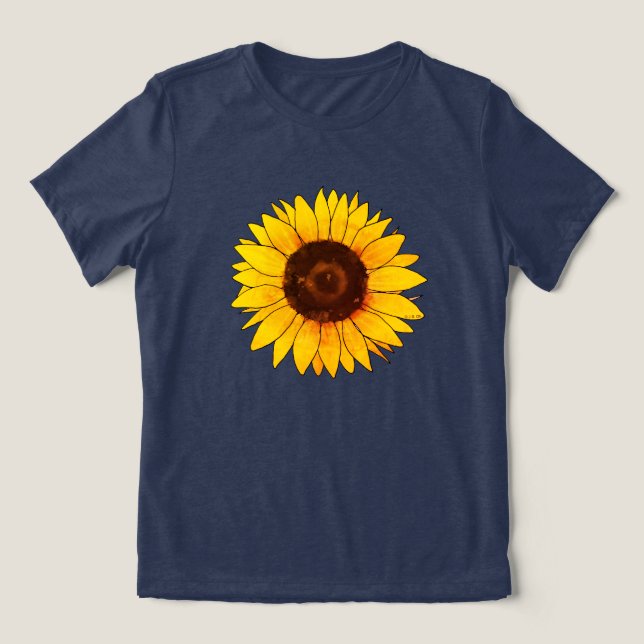Camiseta Triblenda Flor de girasol amarillo vibrante en floración (Diseño delantero )