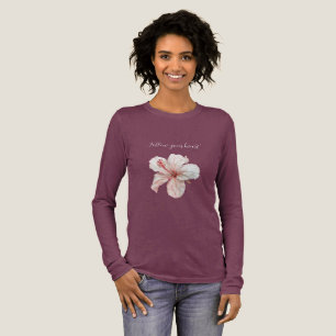 Camiseta Triblenda Flor de Hibisco Rosa Blanco