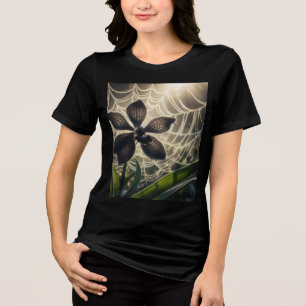 Camiseta Triblenda Flor de Spiderweb de orquídea negra