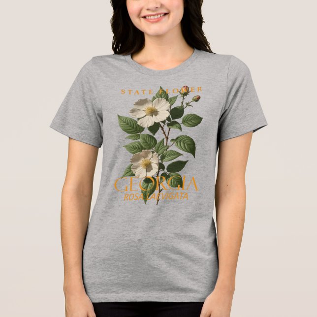 Camiseta Triblenda Flor de territorio georgiano El Rosa laevigata (Anverso)