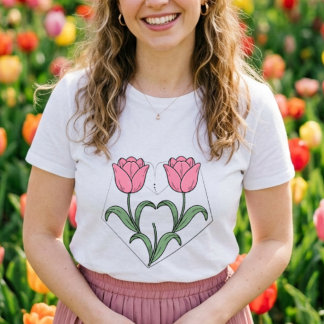 Camiseta Triblenda Flor de tulipán rosa botánica vintage