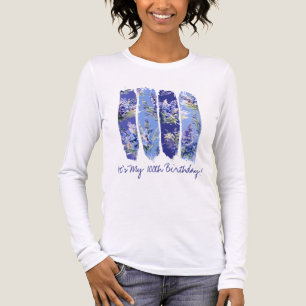 Camiseta Triblenda Flor en el mes de cumpleaños 100 cumpleaños azul