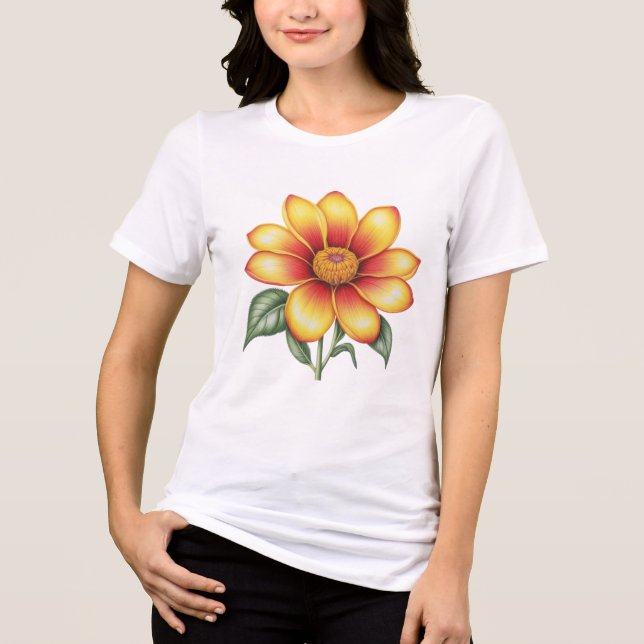 Camiseta Triblenda Flor naranja (Anverso)