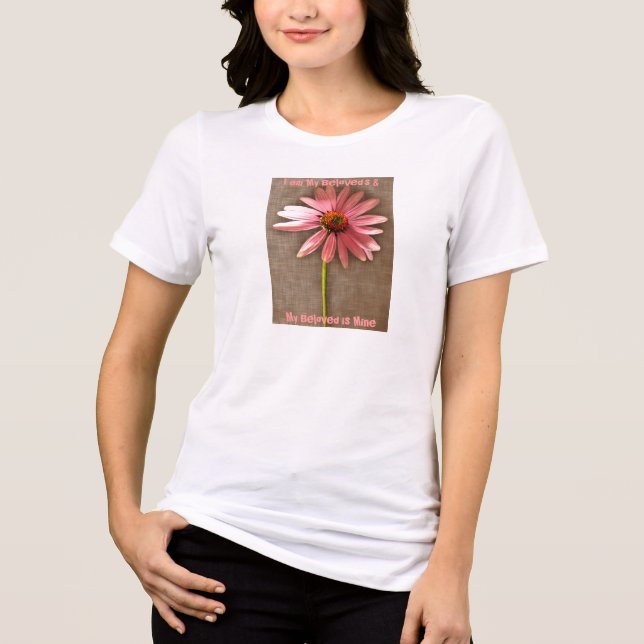 Camiseta Triblenda Flor rosa de cono soy de mi amada y mi querida (Anverso)