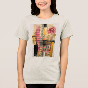 Camiseta Triblenda Flor Rosa Y Notas De Música