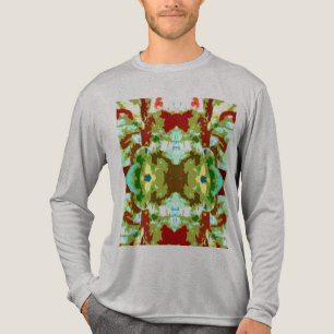 Camiseta Triblenda Flor simétrica de color verde oliva de menta
