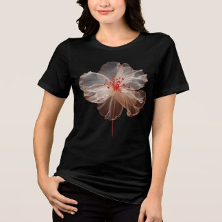 Camiseta Triblenda Flor translúcida elegante sobre negro