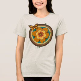 Camiseta Triblenda Flor Vintage , Estilo Vintage, Flor y Redondo