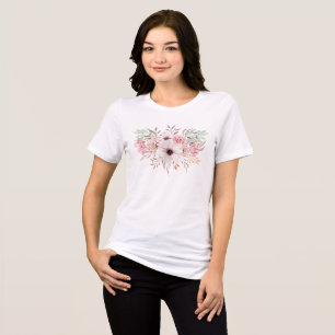 Camiseta Triblenda Floral acuática rosa moderna   Blanco de las mujer