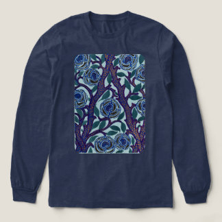 Camiseta Triblenda Floral Botánico Vintage en Azules y Purpuras