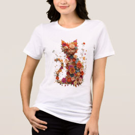 Camiseta Triblenda Floral Cat T-Shirt | Cute Aesthetic Cat Lover Tee 