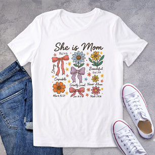 Camiseta Triblenda Floral cristiana es mamá Coquette Bows