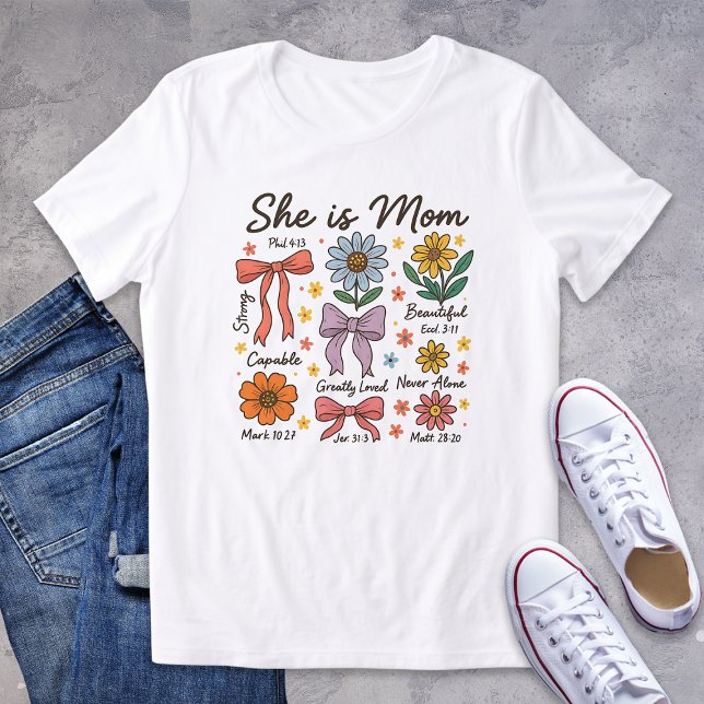 Camiseta Triblenda Floral cristiana es mamá Coquette Bows (Subido por el creador)