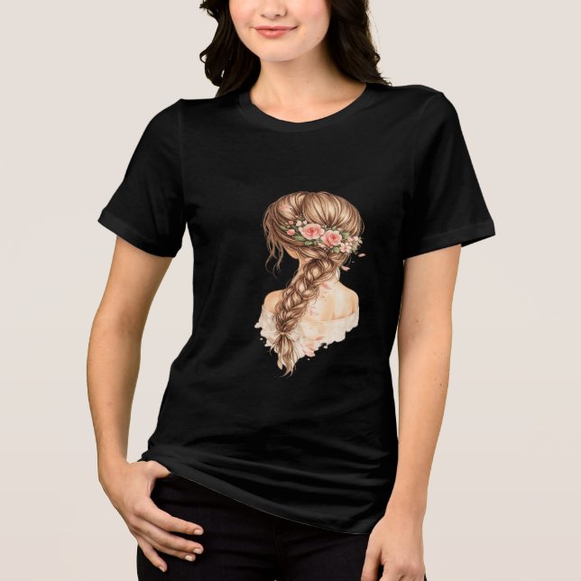 Camiseta Triblenda Floral Girl Illustration Women's T-Shirt (Anverso)
