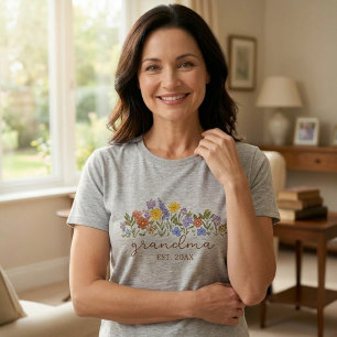 Camiseta Triblenda Floral Grandma Shirt Est 2026, Wildflowers 